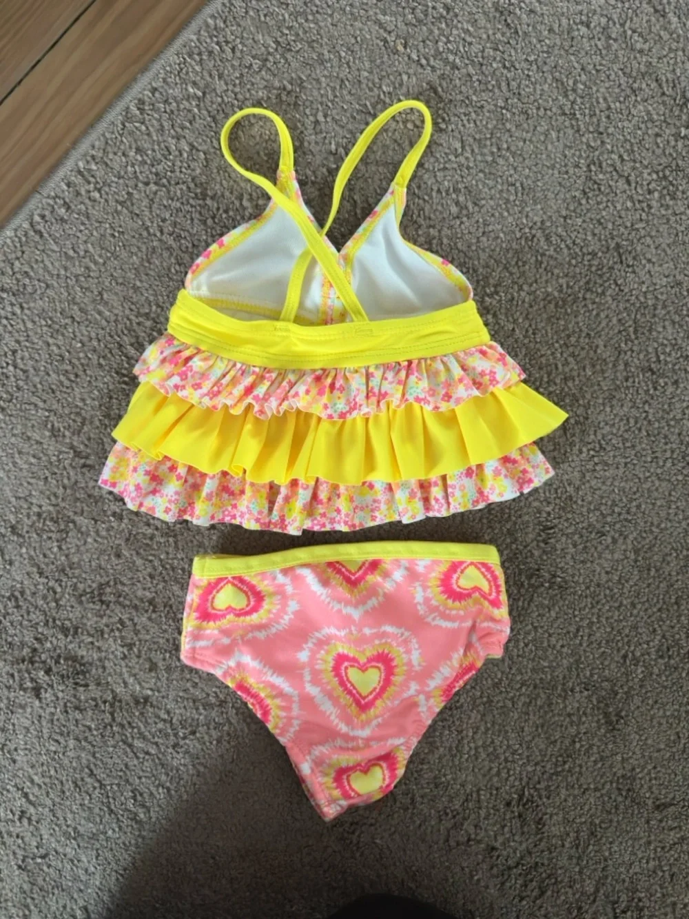 Wonderkids Yellow & Pink Floral Ruffle Tankini